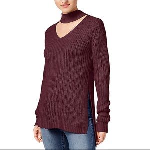 Planet Gold Windsor Wine Cutout Mock Neck Sweater XL NEW NWT